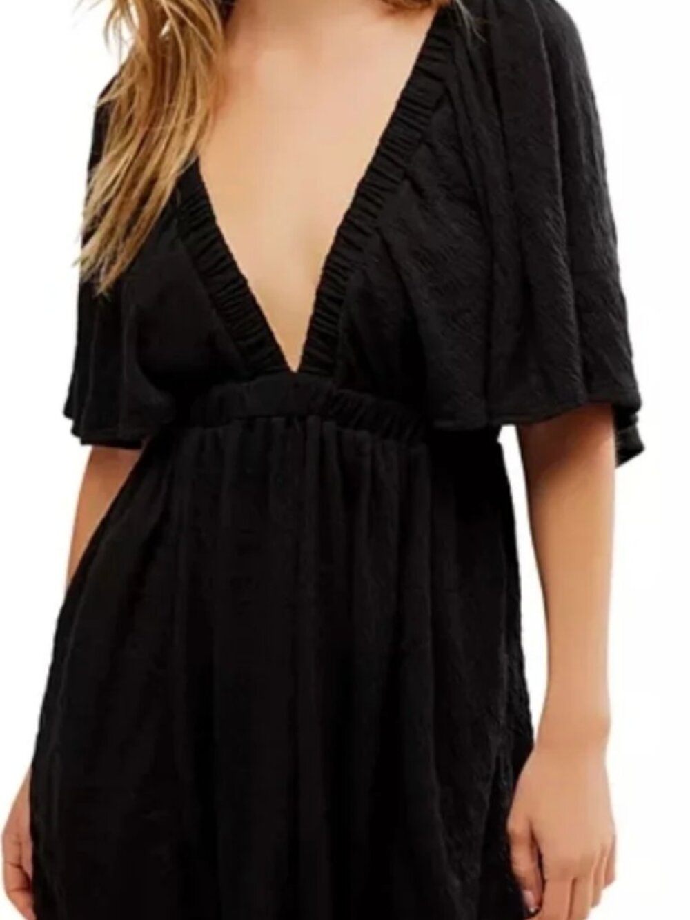 Free People Black Flowy Open Back Romper Small